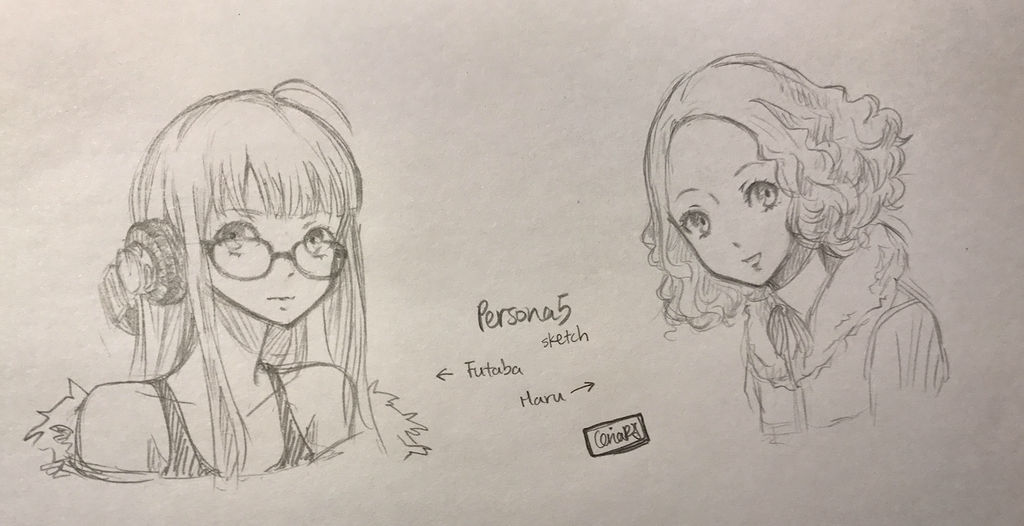 Persona 5 Futaba and Haru Sketch