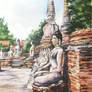 The ancient Buddhist ruins of Ayuthaya Thailand. 