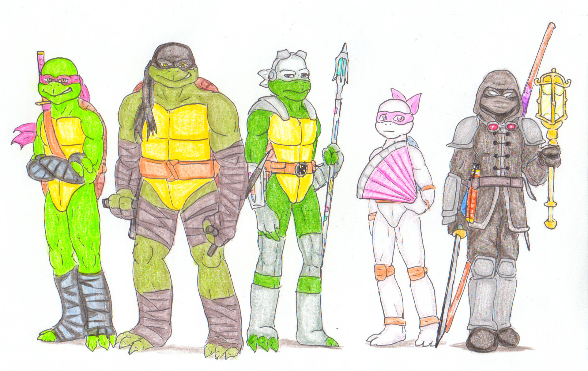 A team of canon Girl Turtles™ (Redesigned.) : r/TMNT