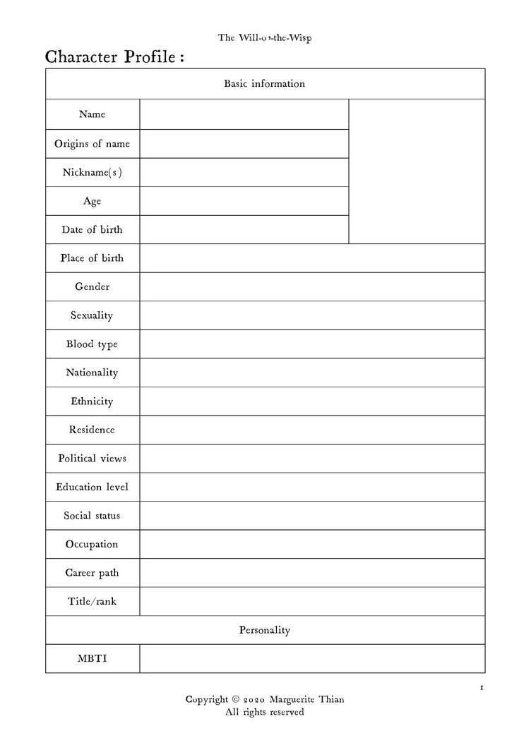 Character Profile Template by XiloJay on DeviantArt