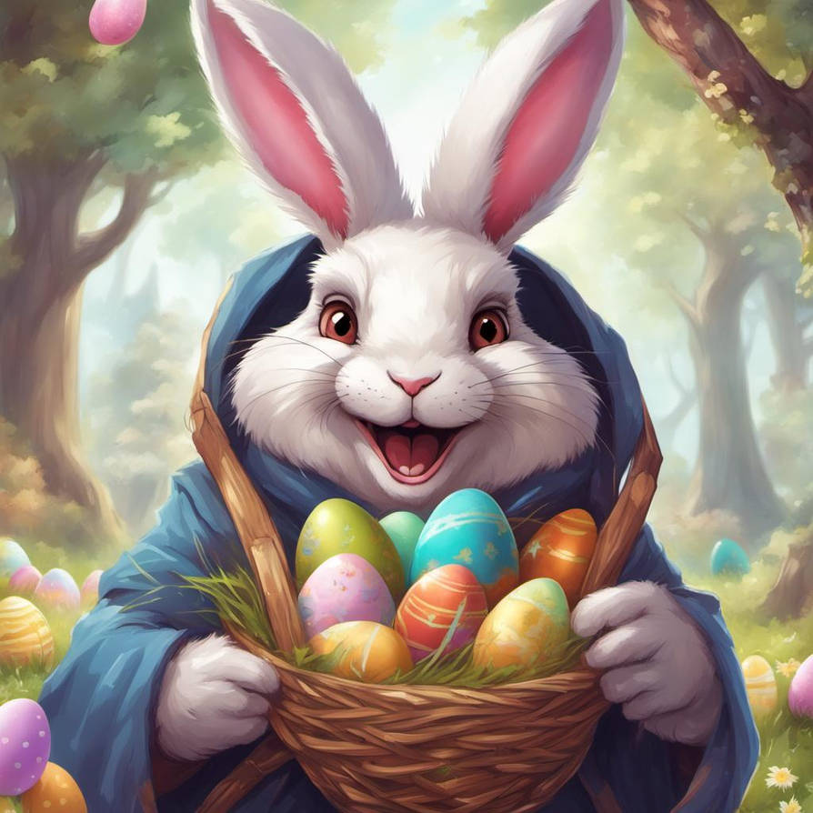 A beautiful Easter bunny laughs happily by azu64 on DeviantArt