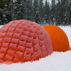 An igloo with salmon texture...