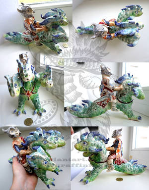 Ceramic clay trple head dragon whistle by Drerika Ceramic clay trple head dragon whistle by Drerika