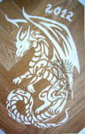Linoleum carved tribal dragon by Drerika Linoleum carved tribal dragon by Drerika
