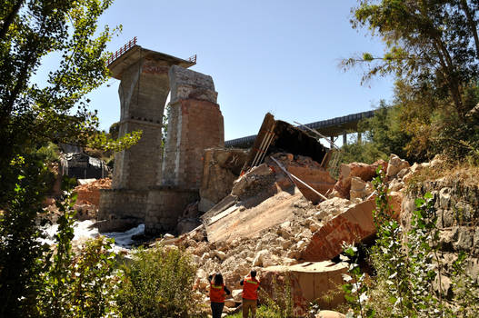A damaged bridge in Chile