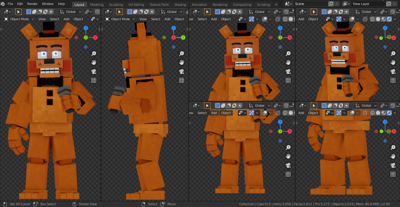 Minecraft Five Nights at Freddy's Recreated in Blender - Works in