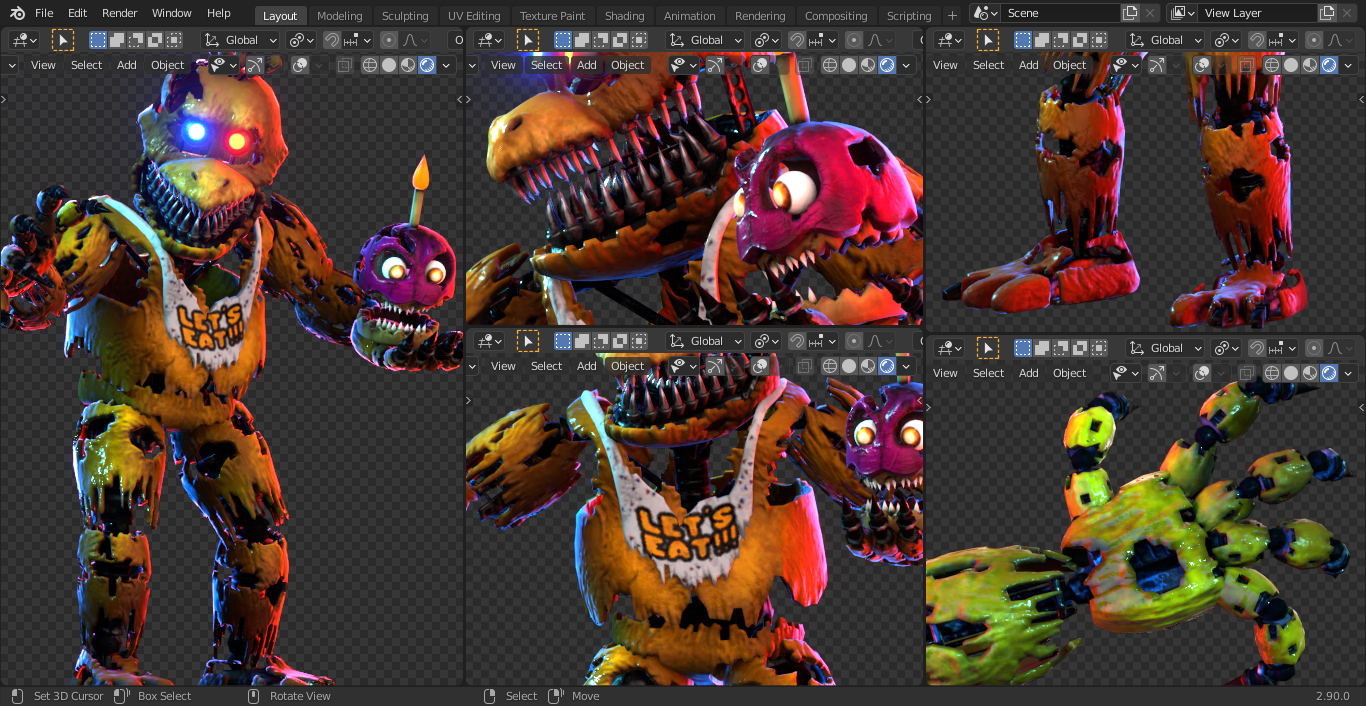 NightMare Chica From FNaF AR Blender Release! by mrrabgamer on