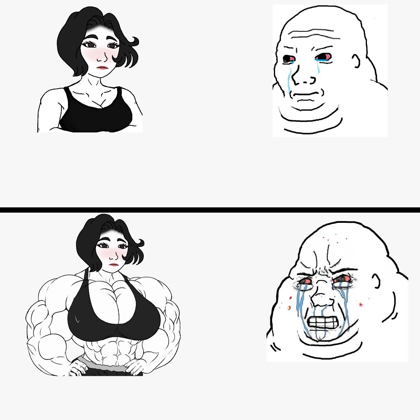 Muscle girl wojak meme template by Caldawsom on DeviantArt