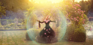 Gothic princess within flowers