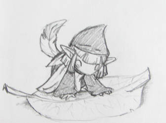 Sketch- Minish Vaati on a Leaf by Left-Handed-Knight