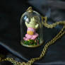 Slowking Pokemon Bell Jar Necklace