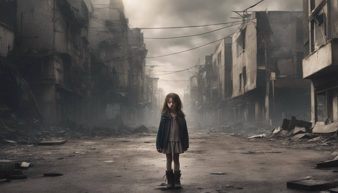 Crying Girl In An Apocalyptic Street