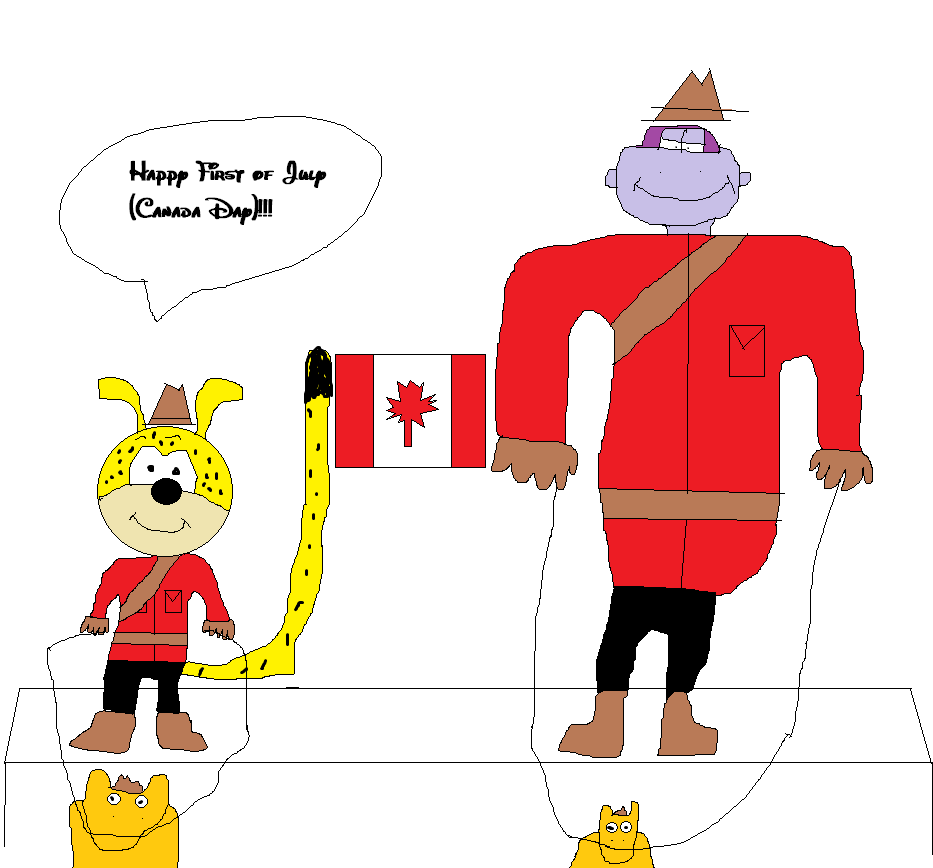 Marsupilami and Maurice celebrates Canada day