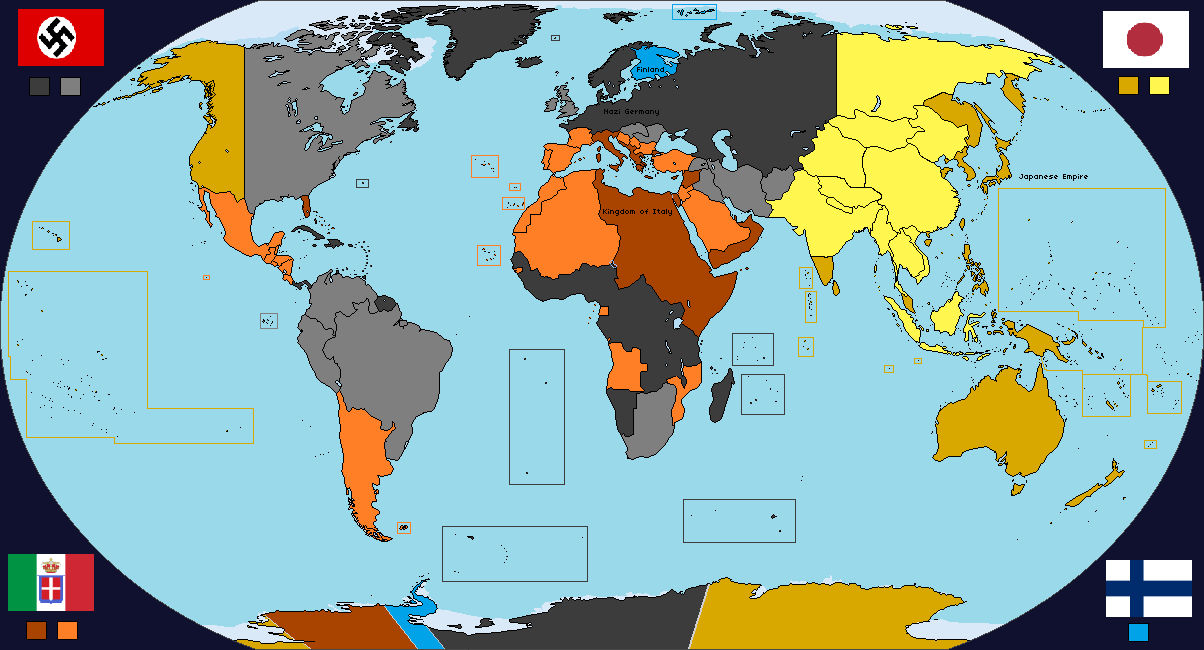 Axis Victory Map Deviantart Axis powers victory political map of the world1950 by ...