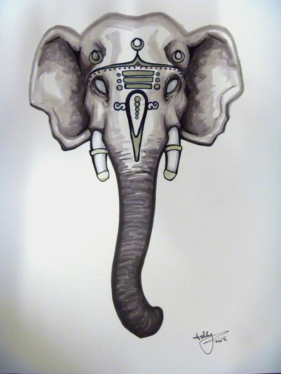 Индийский слон анфас