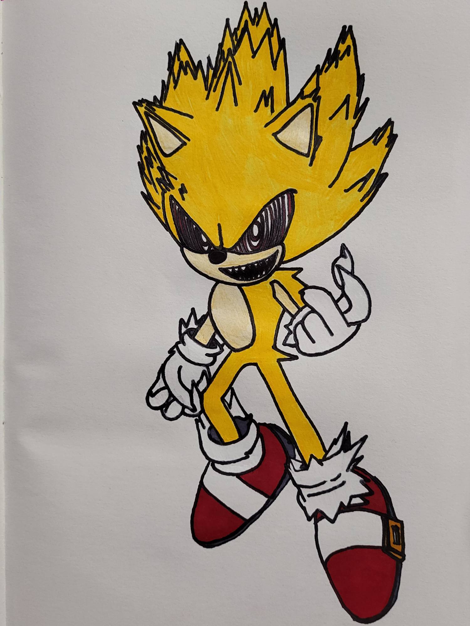 Sonic 2 Drawing styled Fleetway Super Sonic from V by Abbysek on DeviantArt