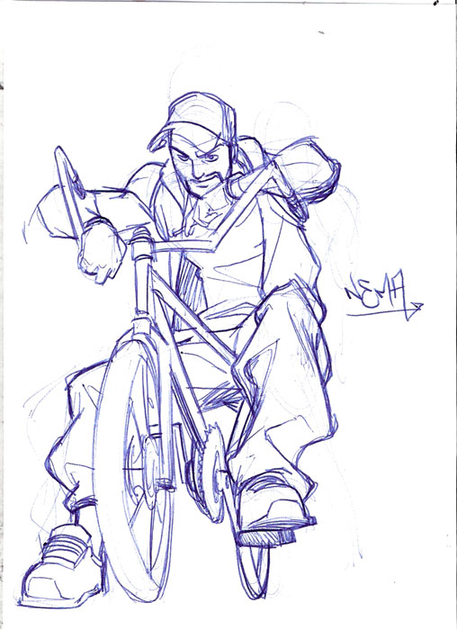 biker sketch