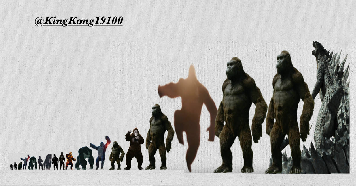 All King Kong Incarnations Size Comparisons (Est.) by kingkong19100 on