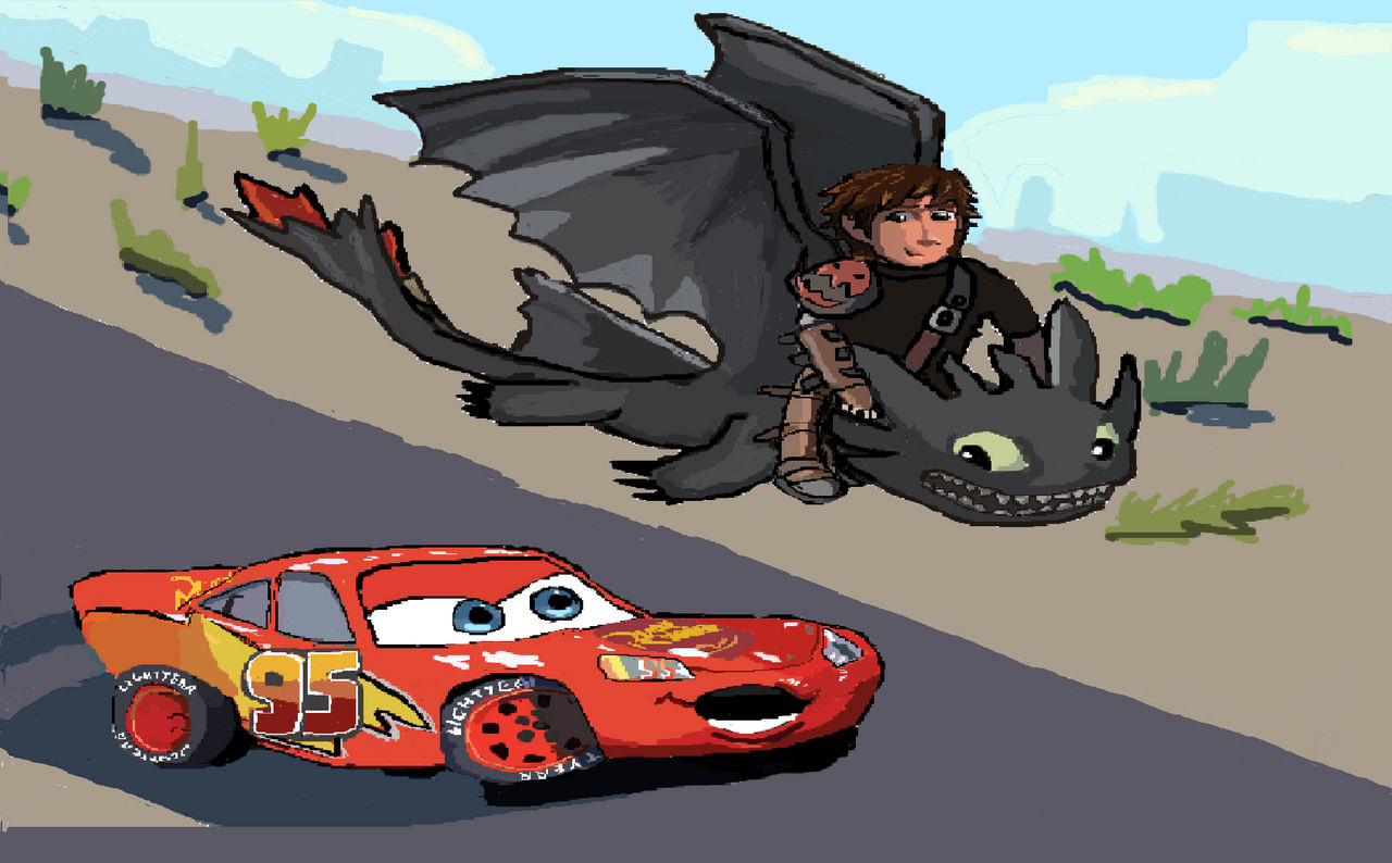 Toothless vs lighting mcqueen race off by kingfret on DeviantArt