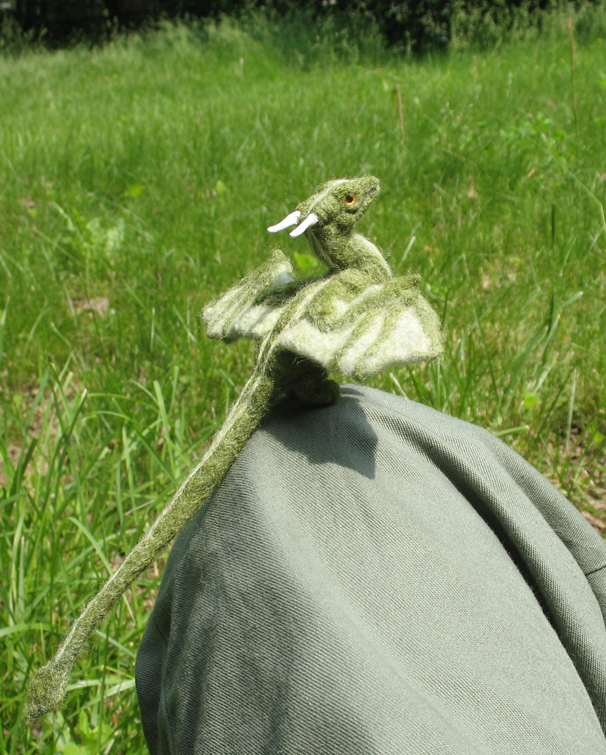 Needle Felted Green Dragon