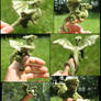 Felted green dragon collage