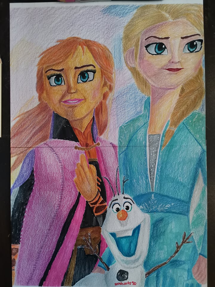 Anna, Olaf, and Elsa by Zandzarts90 on DeviantArt