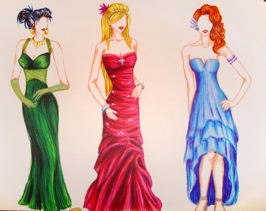 Fashion Design Sketches Of Prom Dresses 12 colored prom dress sketches by raelea d2h5nes