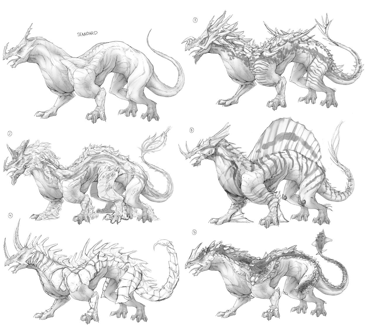 Dragon Body Design - Concepts by bullettrainsart on DeviantArt