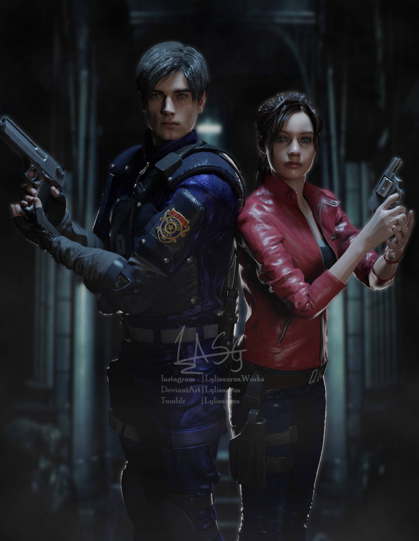 leon s. kennedy, claire redfield, and mr. x (resident evil and 3 more)  drawn by wenny02