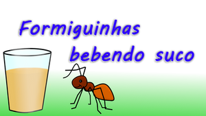 Formigas bebendo suco