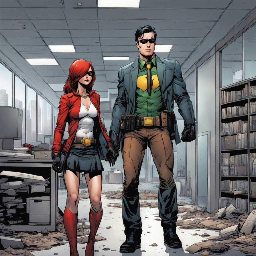 Jason Todd patrolling an abandoned office with Rob