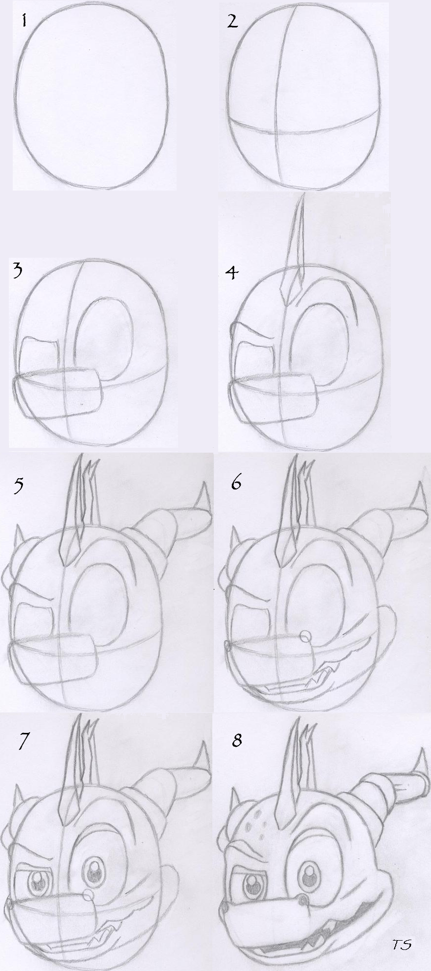 How to Draw Spyro's Head