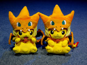 Pika-zards!  Pikachu Dressed as Mega Charizard Y