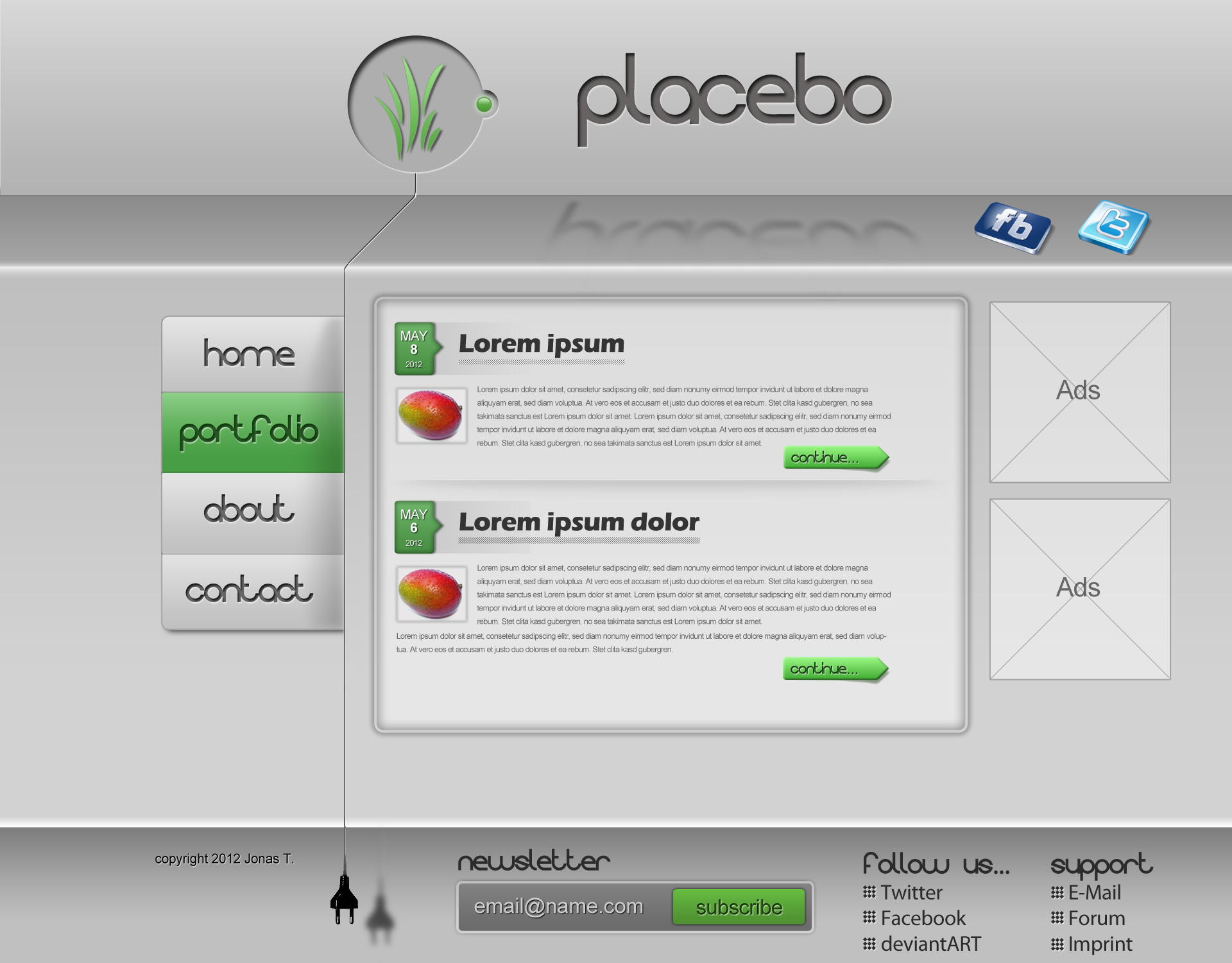 placebo homepage template