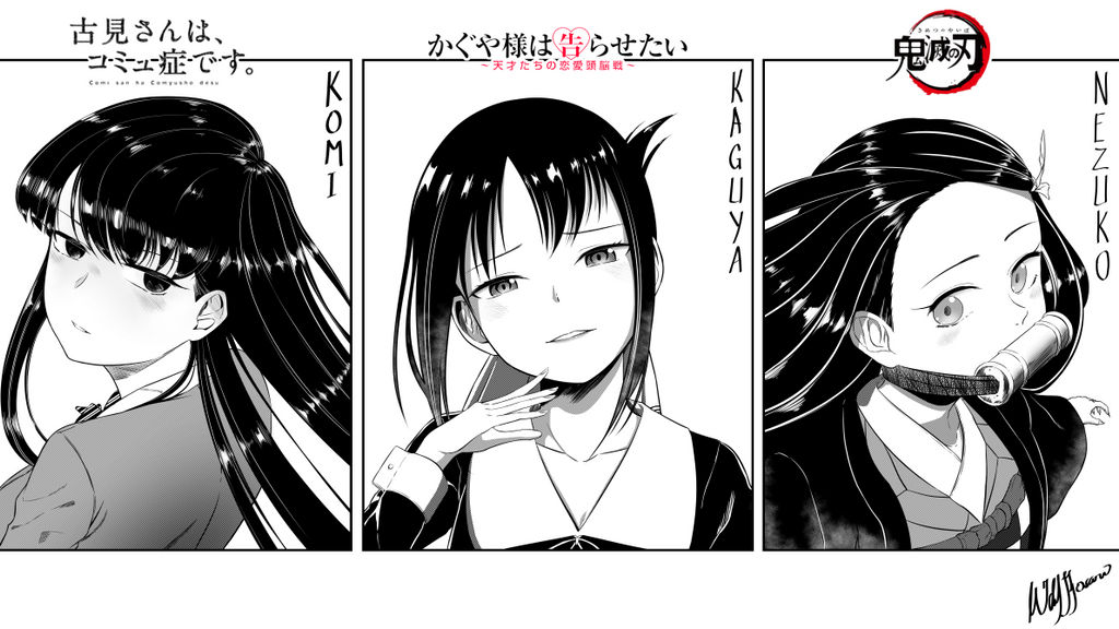 Komi/Kaguya/Nezuko Manga style Fan-art by NeroTwo on DeviantArt