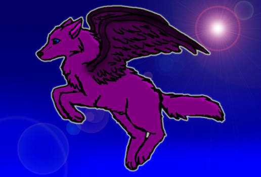 Flying purple wolf