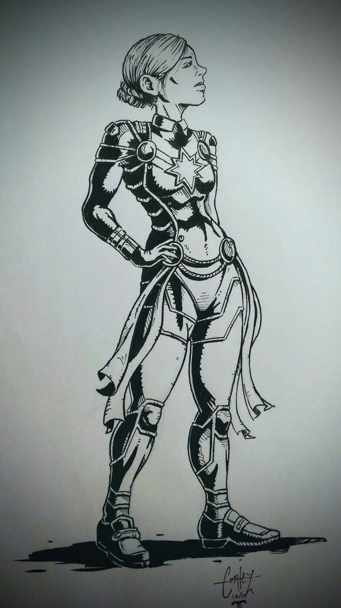 Captain Marvel ink by rezcot on DeviantArt