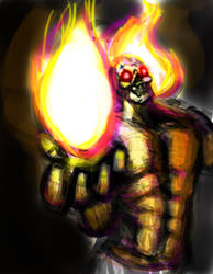 flaming skull