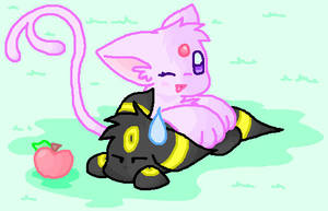 Chibi Espeon and Umbreon