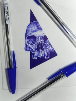 Realistic looking Skull drawing with ballpen 