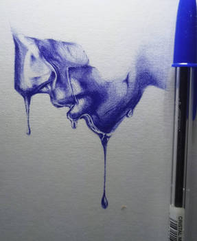 Water on face ballpen drawing