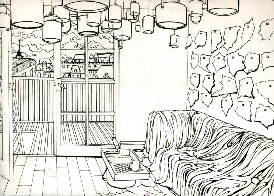 Environment, line work by Jeffrey-Penelope on DeviantArt