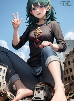 Byleth doing the pose for the photo