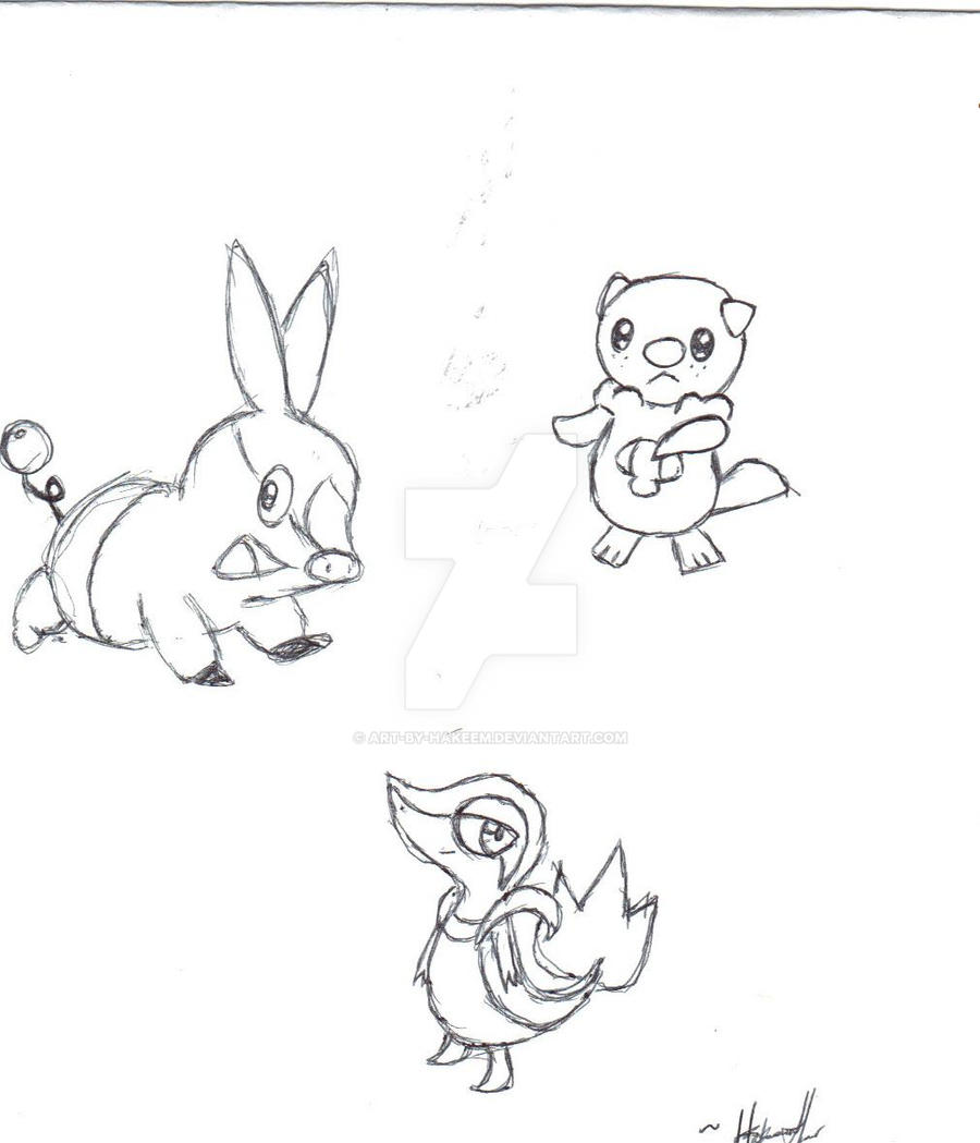 Snivy, Oshawott and Tepig by Art-by-Hakeem on DeviantArt
