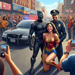 Wonder Woman arrested by Black Panther by DobarLik