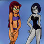 Starfire and Raven in their bikini outfits