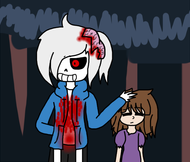 Horror!Sans gets to Frisk by NatsumiMizuki on DeviantArt