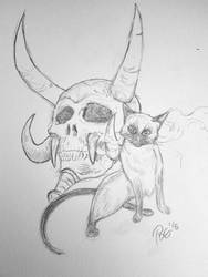 Mr Bigglesworth and Kel'thuzad's Skull doodle