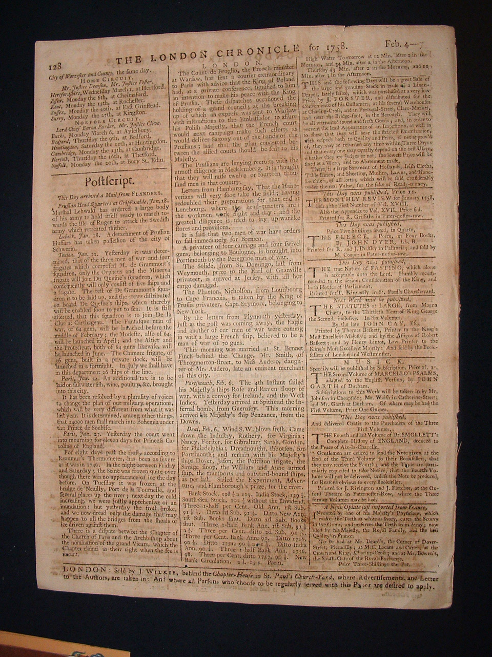 newspaper from 1758 1