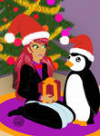 Secret Santa - Penguin girl by axeL-zeck